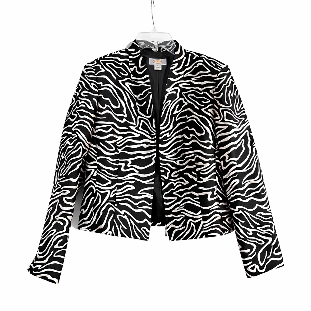 Vintage Talbots Silk & Wool Zebra Print Black & White Blazer Jacket Women’s 6